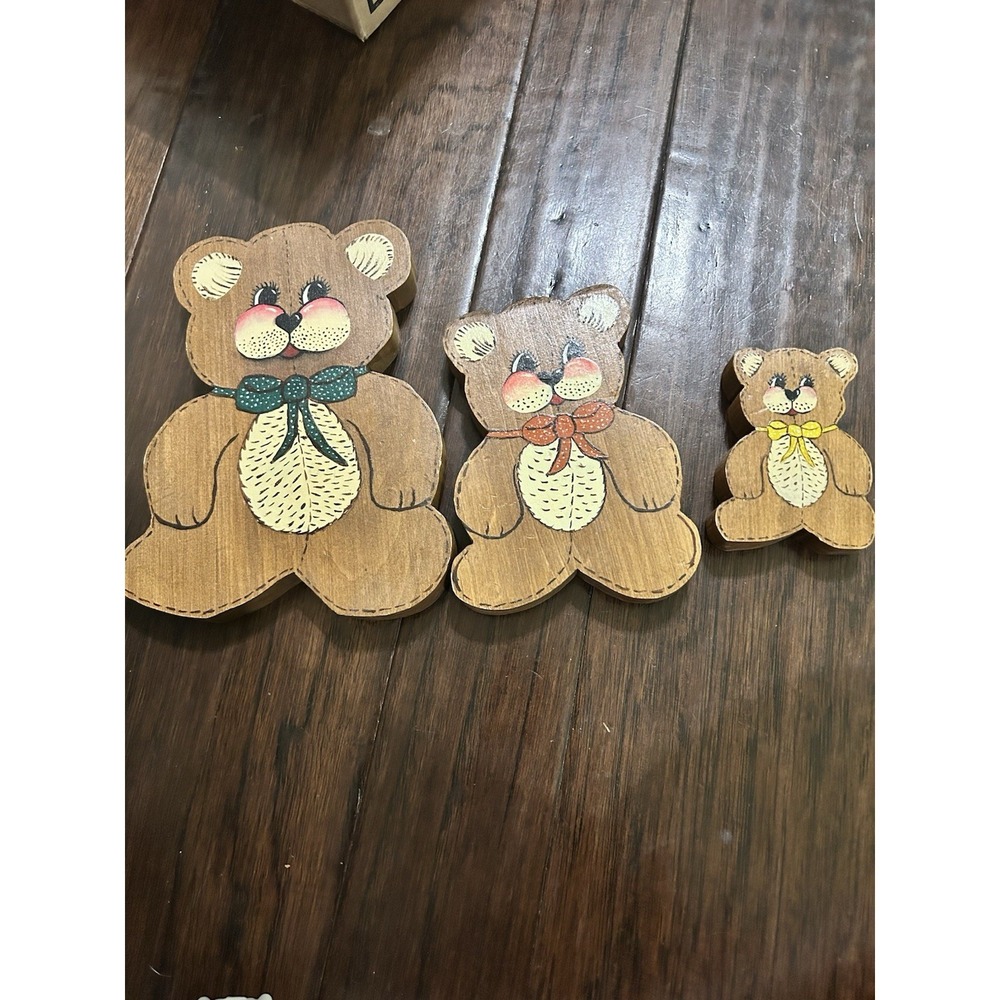 Handmade Handpainted Wood Shelf Sitter DecorThree Bears Nursery Kids